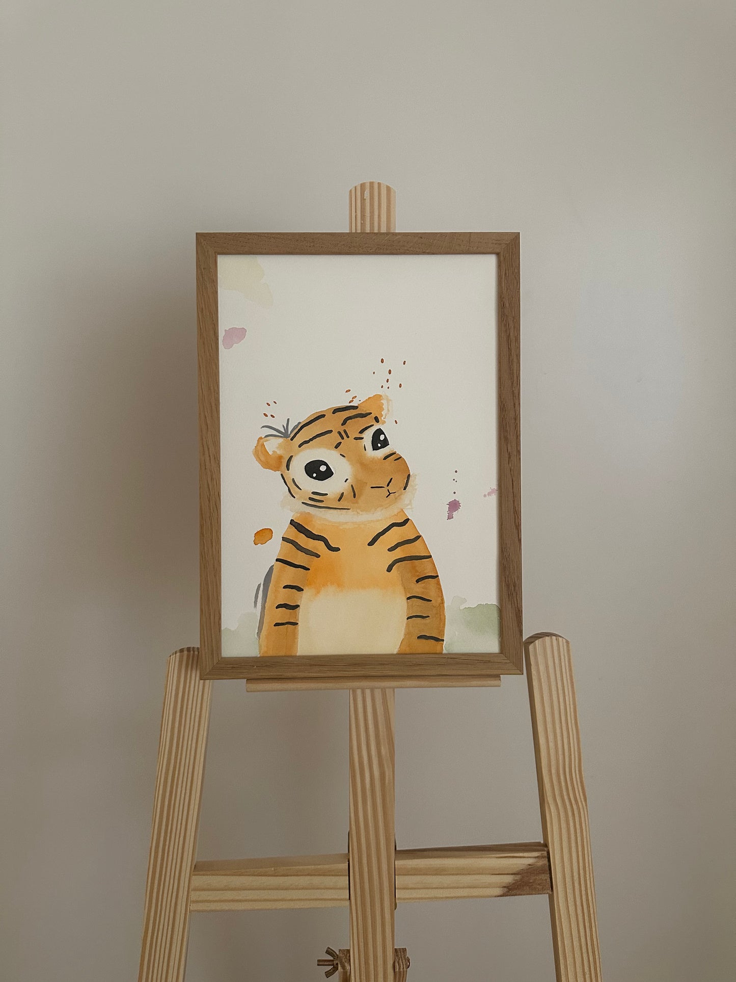 Akvarel tiger maleri A4