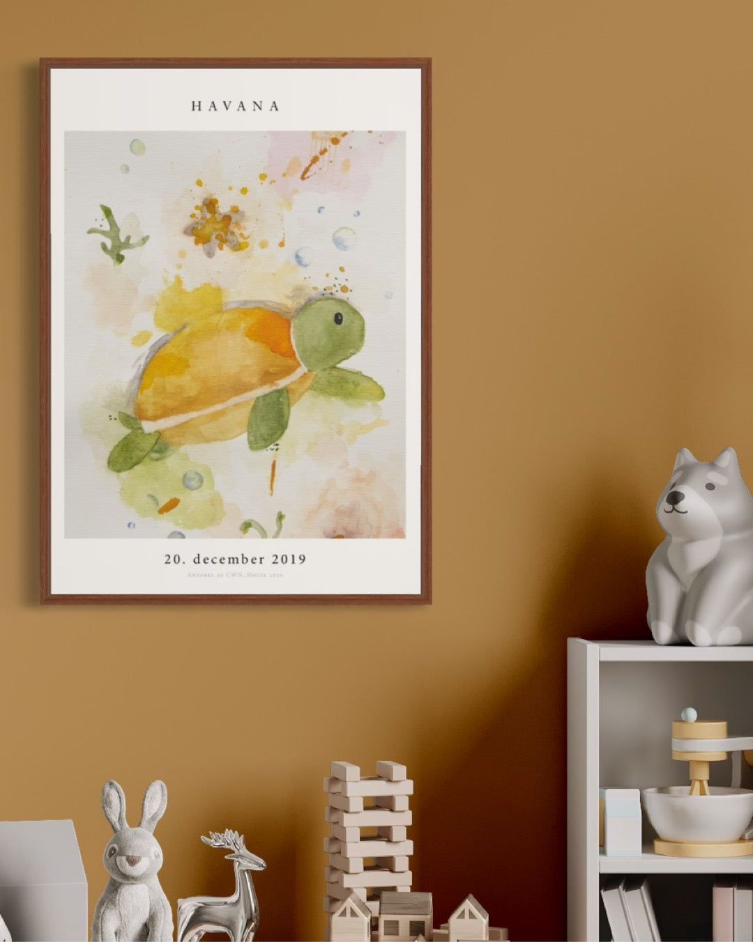 Børne Navneplakat med skildpadde