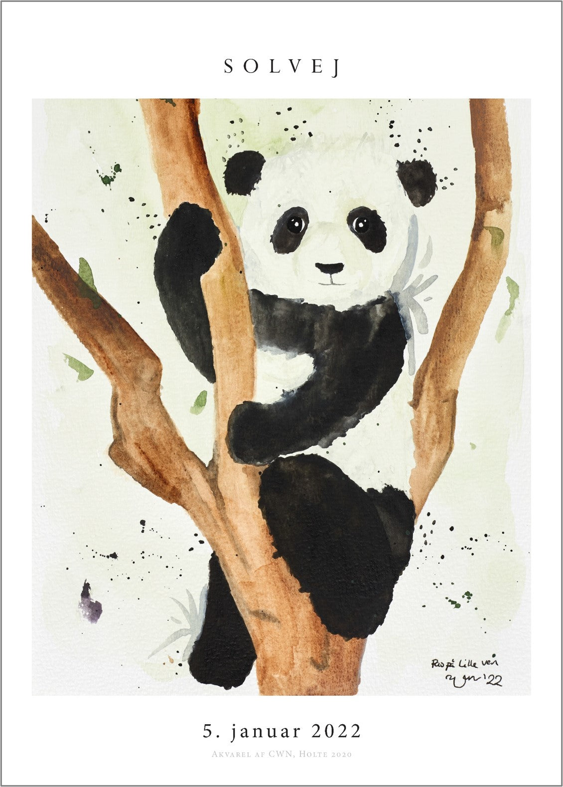 Børne Navneplakat med panda