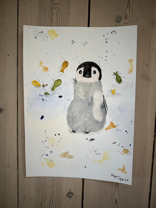 Akvarellmålning pingvin