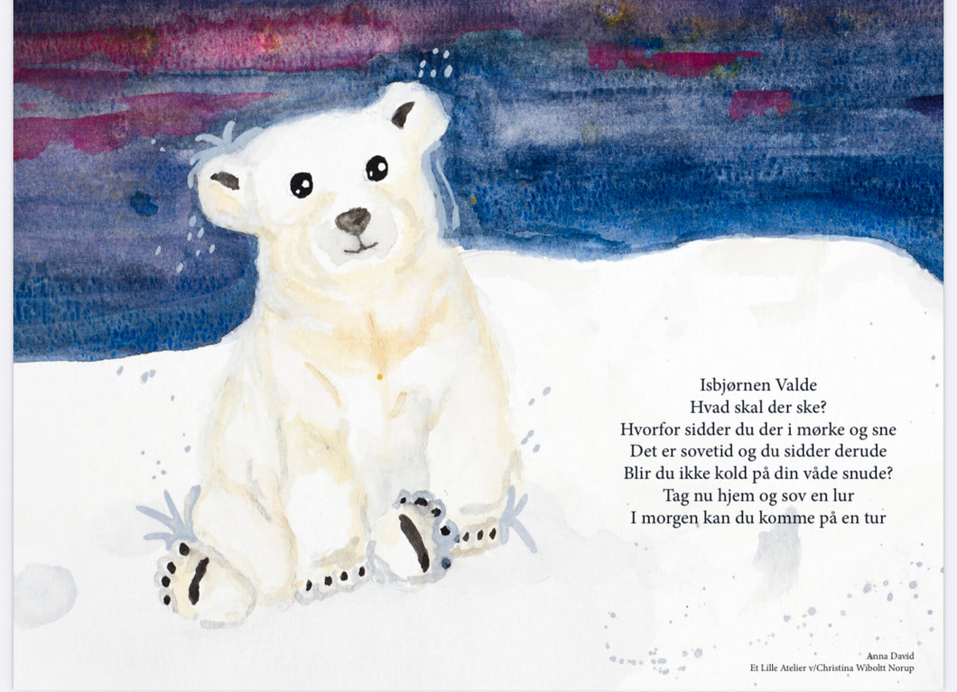 Børneplakat med Isbjørnen Valde 40x30
