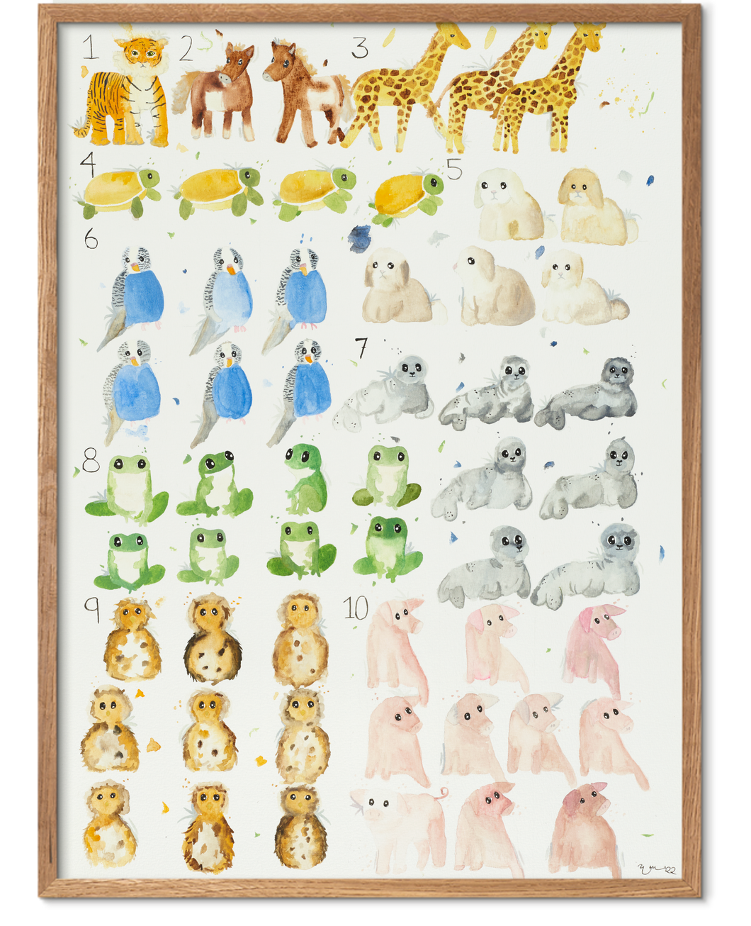 123 plakat med dyr