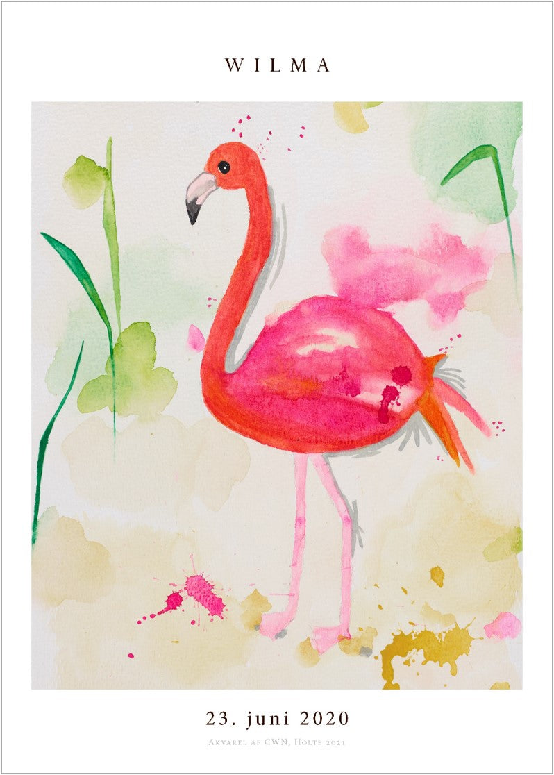 Flamingo - Namntavla för barn