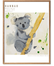 Ladda upp bild till gallerivisning, Födelsetavla för barn - Koala

