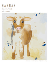Indlæs billede til gallerivisning Børne Fødselsplakat med ko
